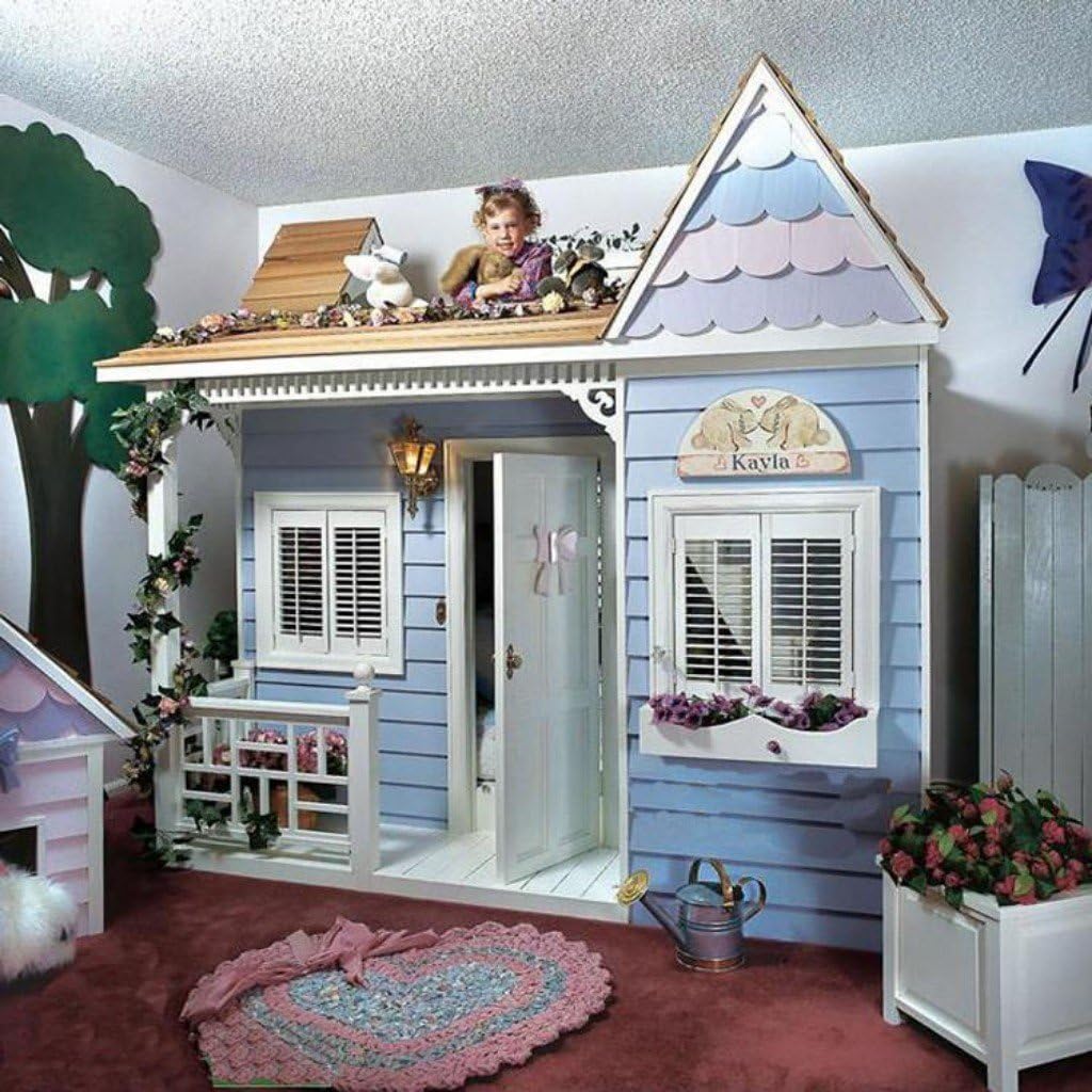 Reelsplace luxury European American style princess castle bed children's furniture wood house bed children's bunk beds with ladder