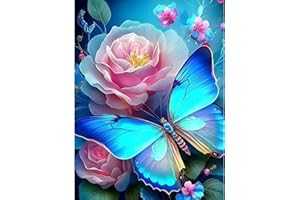 FOUNTOR Butterfly Diamond Art Kits for Adults Beginners, Butterfly Flowers Diamond Painting Kits for Adults, DIY 5D Diamond Painting with Round Gem Art Kits for Adults for Gift Home Wall Decor 12x16 inch