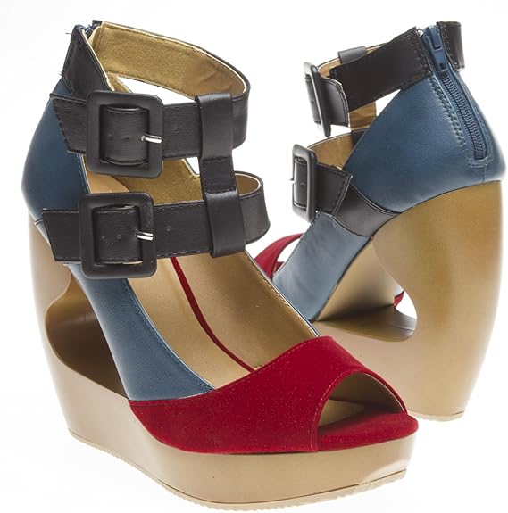 Amazon.com | Qupid Women's LISBETH14 Open Toe Adjustable Double Buckles Ankle Strap Mary Jane 