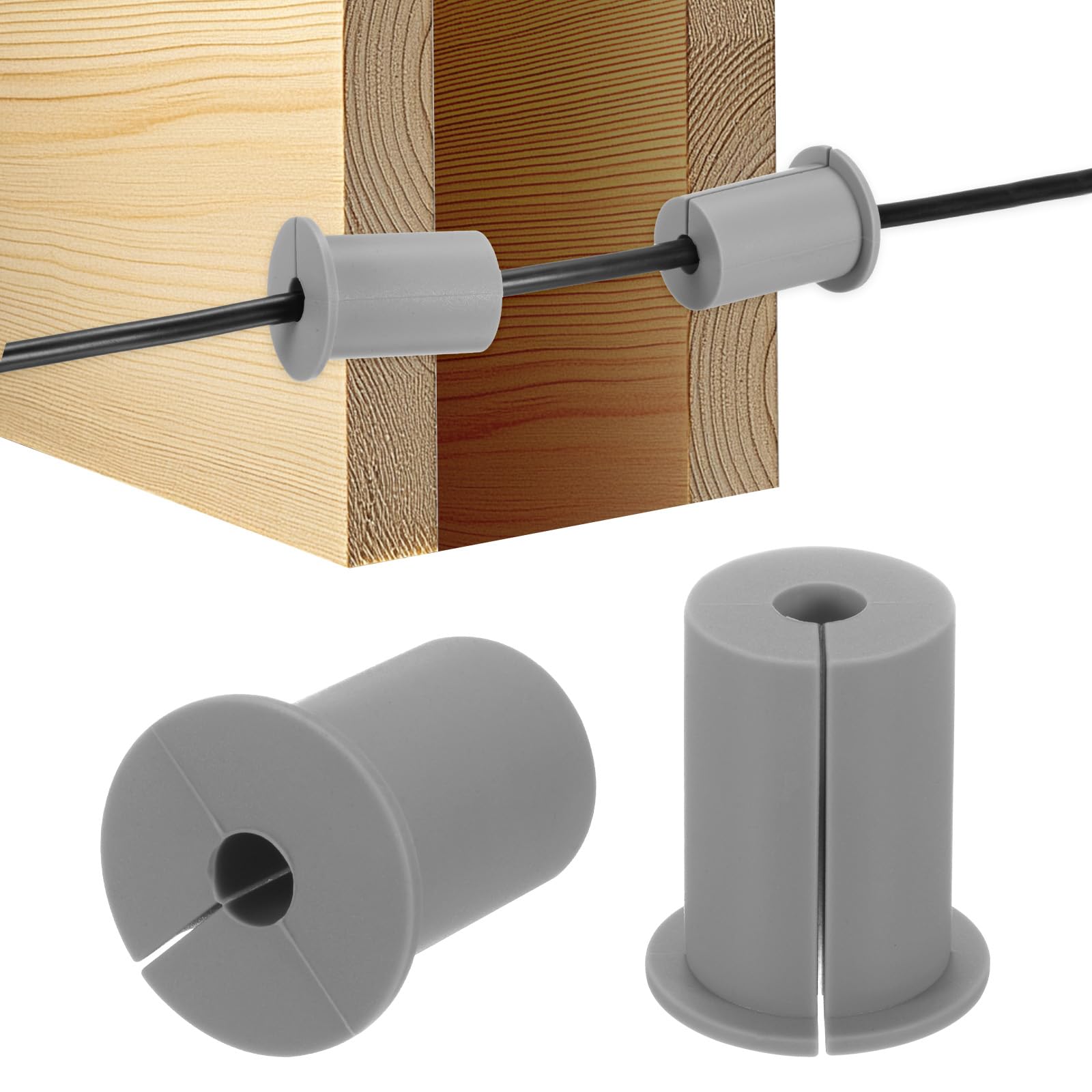 M METERXITY 2-Pack Cable Routing Kit, for 1 Inch Wall Hole Silicone Feed Through Wall Grommet Cable Punch Grommet Wall Hole Cover Bushing for Ethernet Cable [38mm Length, Grey]