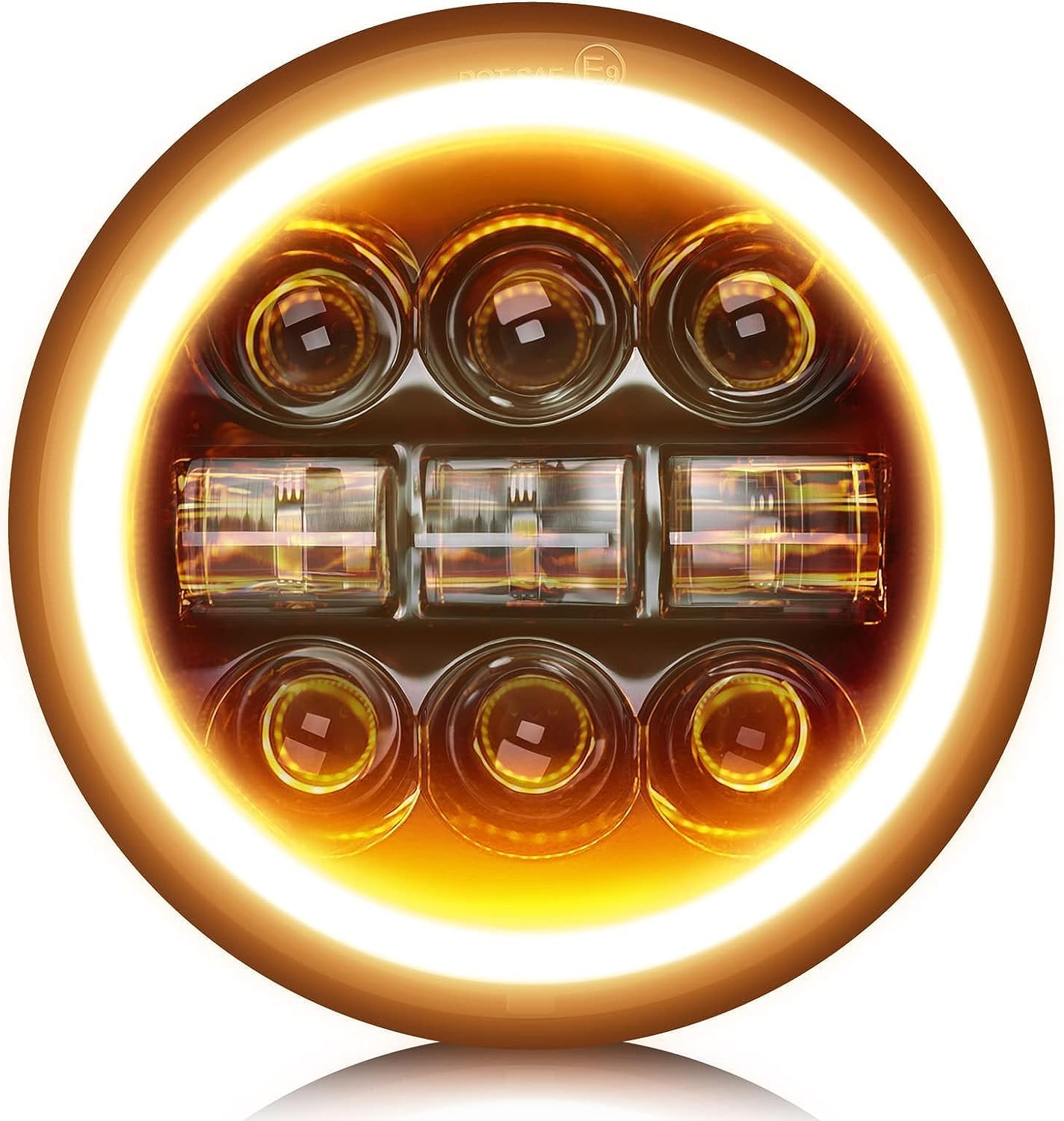 Photo 1 of CO LIGHT 5-3/4 5.75 inch LED Halo Motorcycle Headlight Hi/Lo Beam White/Amber DRL Led Projector Sealed Beam Headlight 1PC