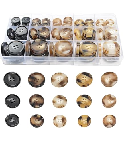 YaHoGa 22 Stuks Set Echte Hoorn Knoppen voor Blazers Past 24L/32L Zwart Buffalo Hoorn Blazer Knoppen Set Bulk-15MM/20MM