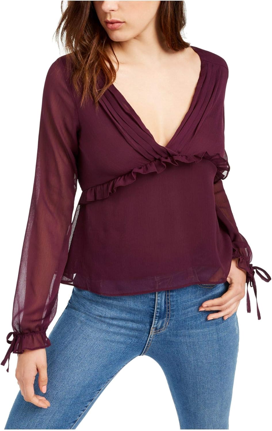 Q+A Los Angeles Womens Purple Long Sleeve V Neck Baby Doll Top UK Size4 Amazon.co.uk Clothing