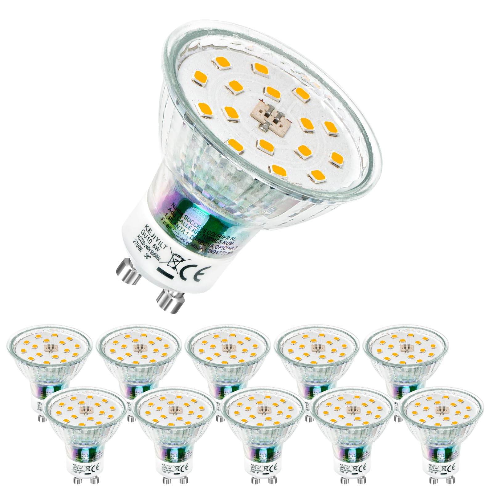 KEJIYILT 6W LED Bulb Equivalent 65W, GU10 700lm 4500K Neutral White, Non-Dimmable, 120° Light Angle, Pack of 10 – Neutral White 4500K