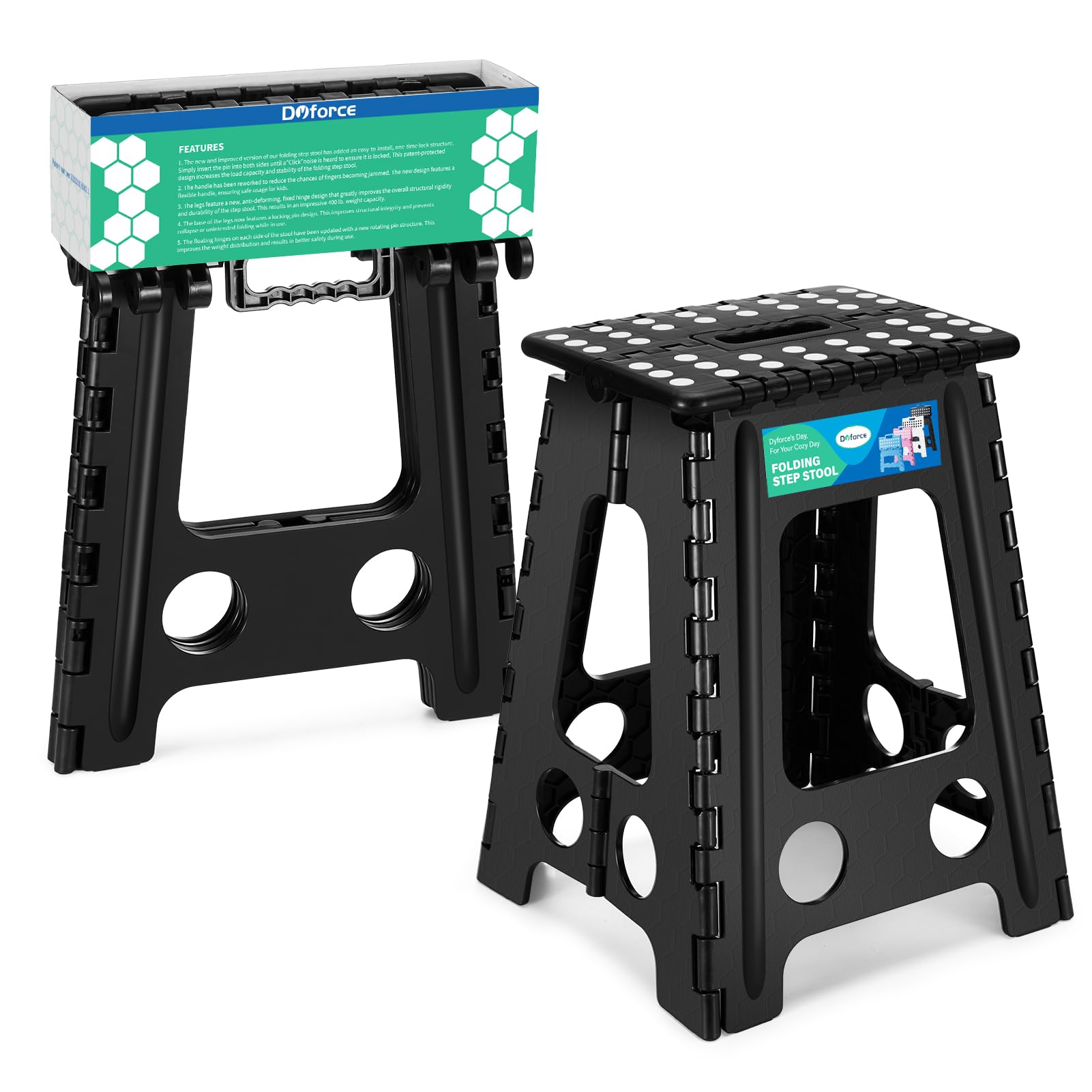 Dyforce 17.5 Inch Folding Step Stool 400lbs