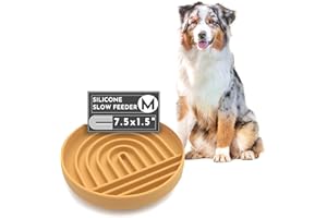 Should We Go? - The Slowdown Bowl - Silicone Slow Feeder for Dogs & Puppies, Slow Eating, Modern Lick Mat Design, Reduces Gulping, Dishwasher Fit, for All Breed, Mealtime Challenge, Medium-Honey