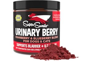 Super Snouts Urinary Berry Urinary Tract Supplements for Dogs & Cats, Made in USA, US & Canadian Blueberry & Cranberry Powder, UTI, Kidney Health Support, Bladder Support for Dogs (2.64 oz)