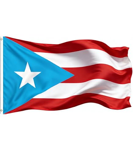Puerto Rico Light Blue With Gold Fringe Desk Flag - 4x6 Inch Mini Stick Flag