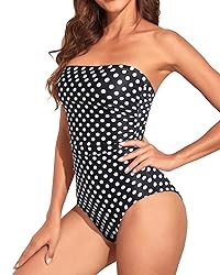 Holipick Women Black Dot Strapless Bandeau One