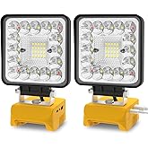 T-SUN 2Pcs Cordless Work Light Compatible with Dewalt 18V/20V Battery, with 3 Light Modes, USB & Type C Charging Port LED Work Light for Workshop,Camping,Emergency and Job Site Lighting
