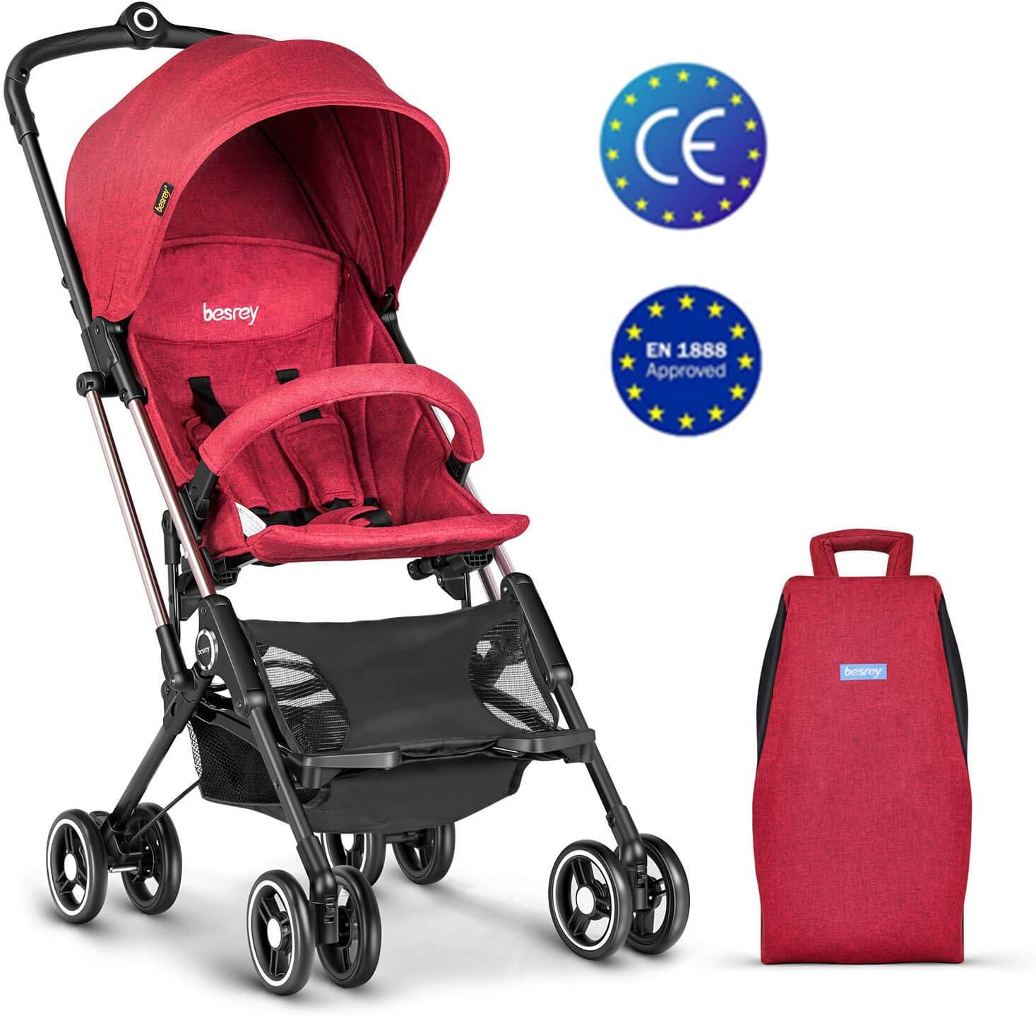 Passeggino Trio 3 In 1 BEBBY - Pieghevole, Reversibile, Con Carrozzina E Accessori Per Neonato - Foto 9