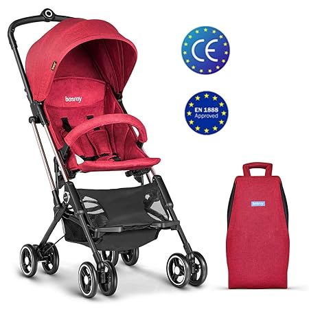 Besrey leicht Kinderwagen Buggy Sitzbuggy kompakt klein klappbar ins Flugzeug für Reise - rot