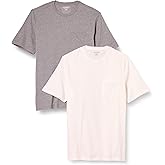 Amazon Essentials Mens T-Shirts, Regular-Fit, Short-Sleeve Crewneck Pocket, Pack of 2