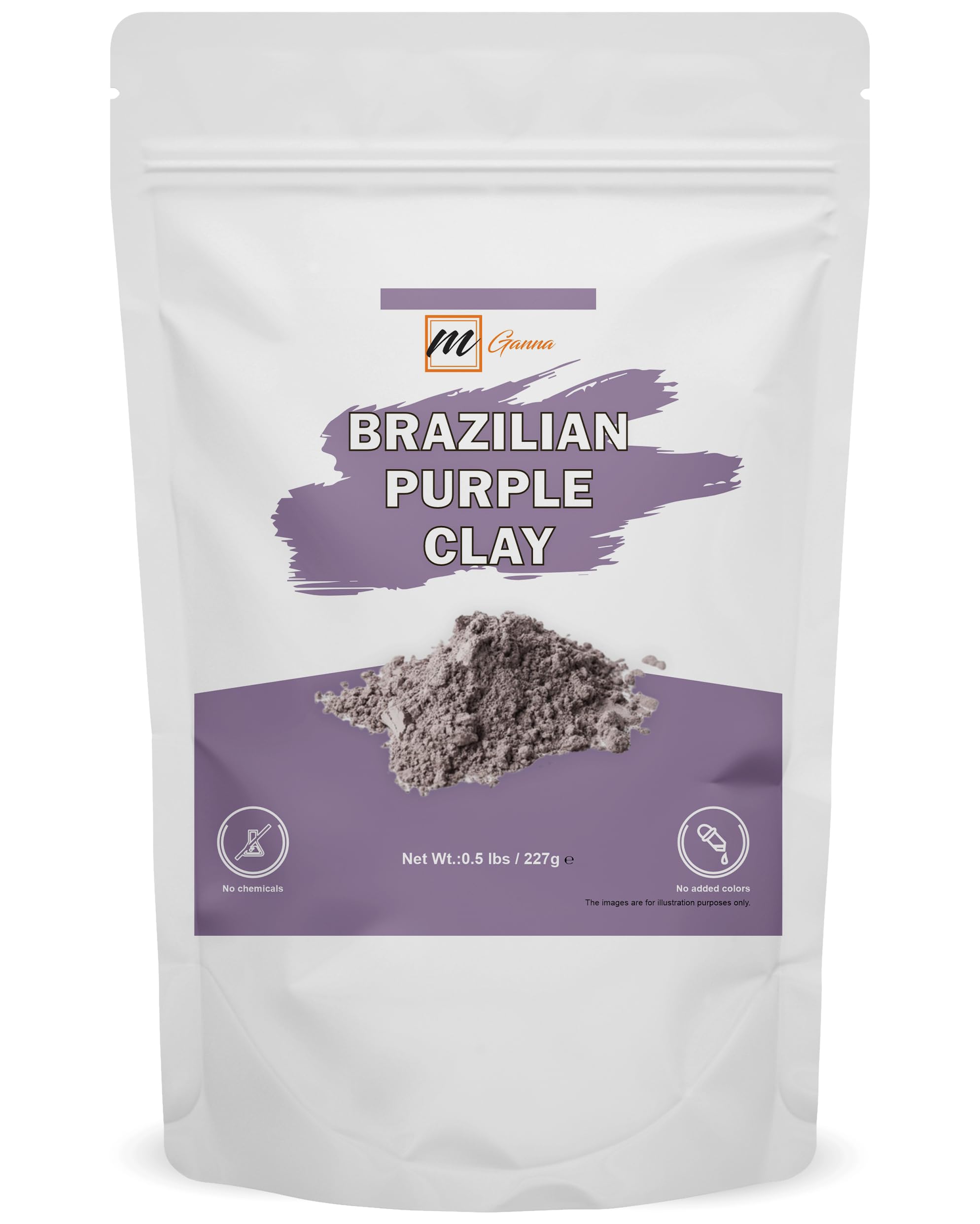mGanna 100% Natural Brazilian Purple Clay Powder for Skin firming, Creams and Soap Making | Ideal for DIY skin care 0.5 Lbs / 227 GMS