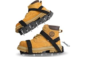 Satisure Epoxy Floor Spiked Shoes with 1" Short Spikes (Fully Assembled) - Non-Slip Adjustable Straps for Self-Leveling Floors, Garage Coating & Overlays, Cover Installation (Black, 1 Pair)