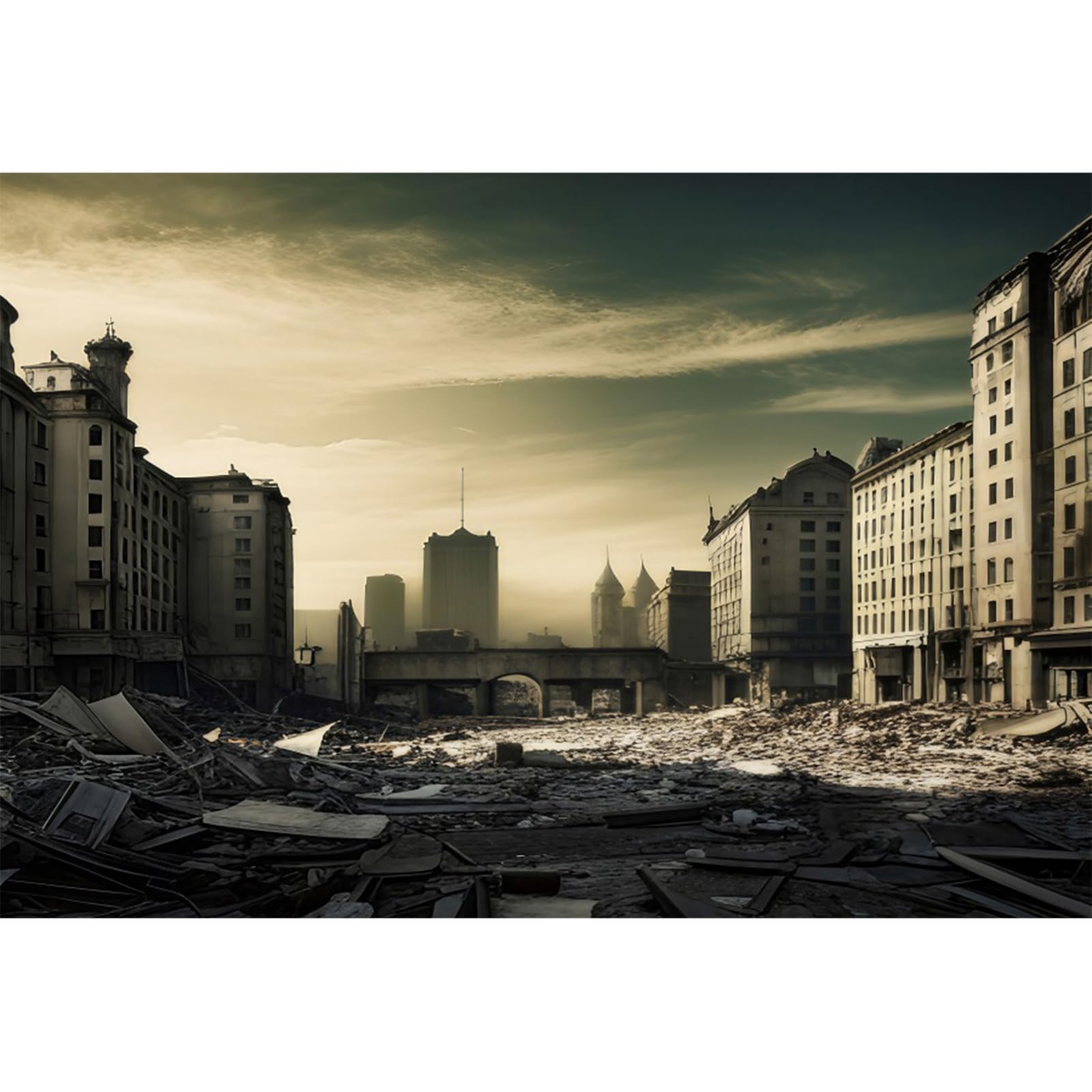 YongFoto 3x2m Apocalyptic Themed Backdrop for Photography Ruined City Devastated Architecture Gloomy Photo Studio Backgrounds for Adults Boys Doomsday Themed Portrait Artistic Photobooth Supplies