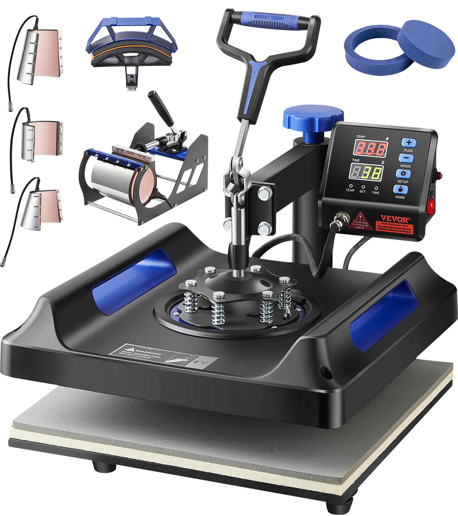 Photo 1 of *NON-FUNCTIONAL*
VEVOR Heat Press Machine 8 in 1 Combo, Heat Press 15x15 in, Swing Away T Shirt Printing Machine Digital Control, Multifunction Transfer Machine Sublimation, for T-Shirt Hat Cap Mug Plate, Blue