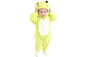 DarkCom Unisex Baby Frog Costume Animal Onesie Toddler Hooded Romper Halloween Kids' Christmas Pajamas