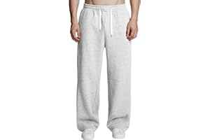 Susclude Mens Fleece Lined Baggy Sweatpants Wide Leg Heavyweight Comfy Lounge Slacks Loose Fit Track Pants Fall Winter