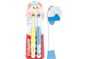 Colgate Animal Paw Soft Kids Toothbrush Pack, 2 Count, Fun Animal-Themed Manual Kids Toothbrushes with Soft Bristles, Made fo