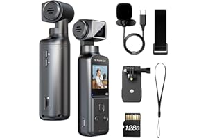 BOBLOV 5K Body Camera with Microphone, W5 Vlogging Camera, 5K/15FPS and 4K/60FPS with 270° Rotating Lens, External Mic Support, Clip/Strap Options, EIS Stabilization for Meeting, and Daily Use (128GB)