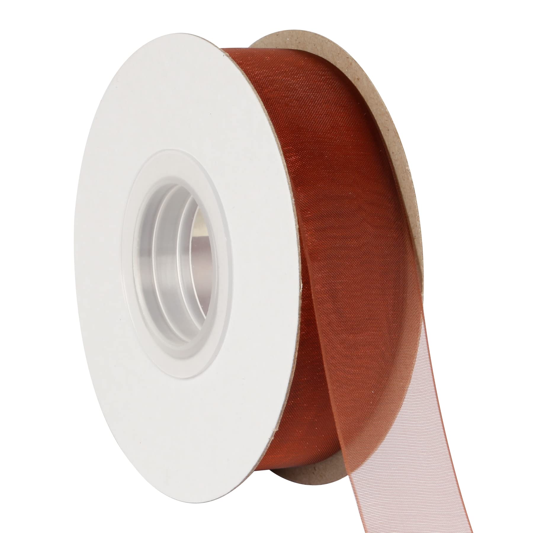 AVANAVA 25mm Wide Sheer Organza Ribbon Multi-Colors for Gift Wrapping Bouquet Wedding Decoration Floral Arrangement - 45 Meters (Cappuccino)