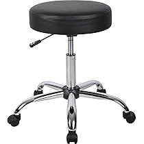 Chair Master FRS-R 17" Round Vinyl Stool | 360° Adjustment Lever, 450 Lb Capacity, Cleanroom & Medical Grade, Black