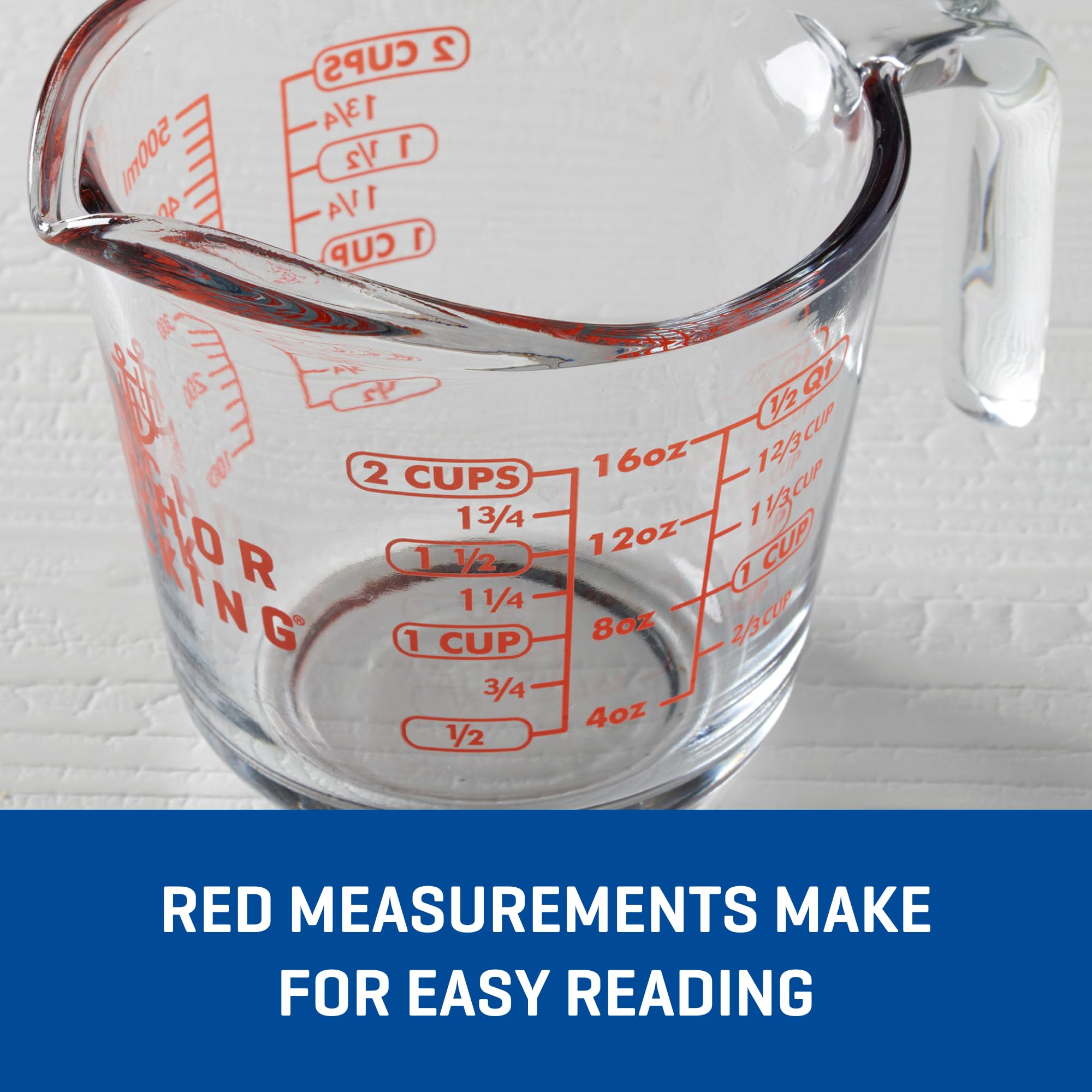 Anchor Hocking Glass Measuring Cups, 4 Piece Set (5 Ounce, 1 Cup, 2 Cup, 4 Cup liquid measuring cups)