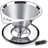 Pour Over Coffee Dripper, Coffee Filter Cone Reusable Paperless Stainless Steel Coffee Filter Single Layer Coffee Maker 1-4 C
