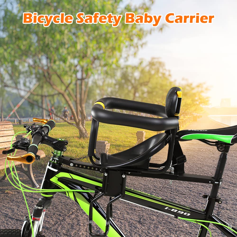 Lixada Bike Baby Seat Kids Child Safety Carrier Front Seat Saddle Cushion with Back Rest Foot Pedals