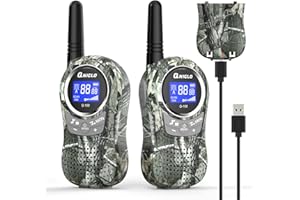 QNIGLO Camping Walkie Talkies for Kids Rechargeable, Camo Kids Walkie Talkies for Boys Girls fit Outdoor Adventure Game Spy Gear Hiking, Army Police Toys for 3 4 5 6-12 Year Old