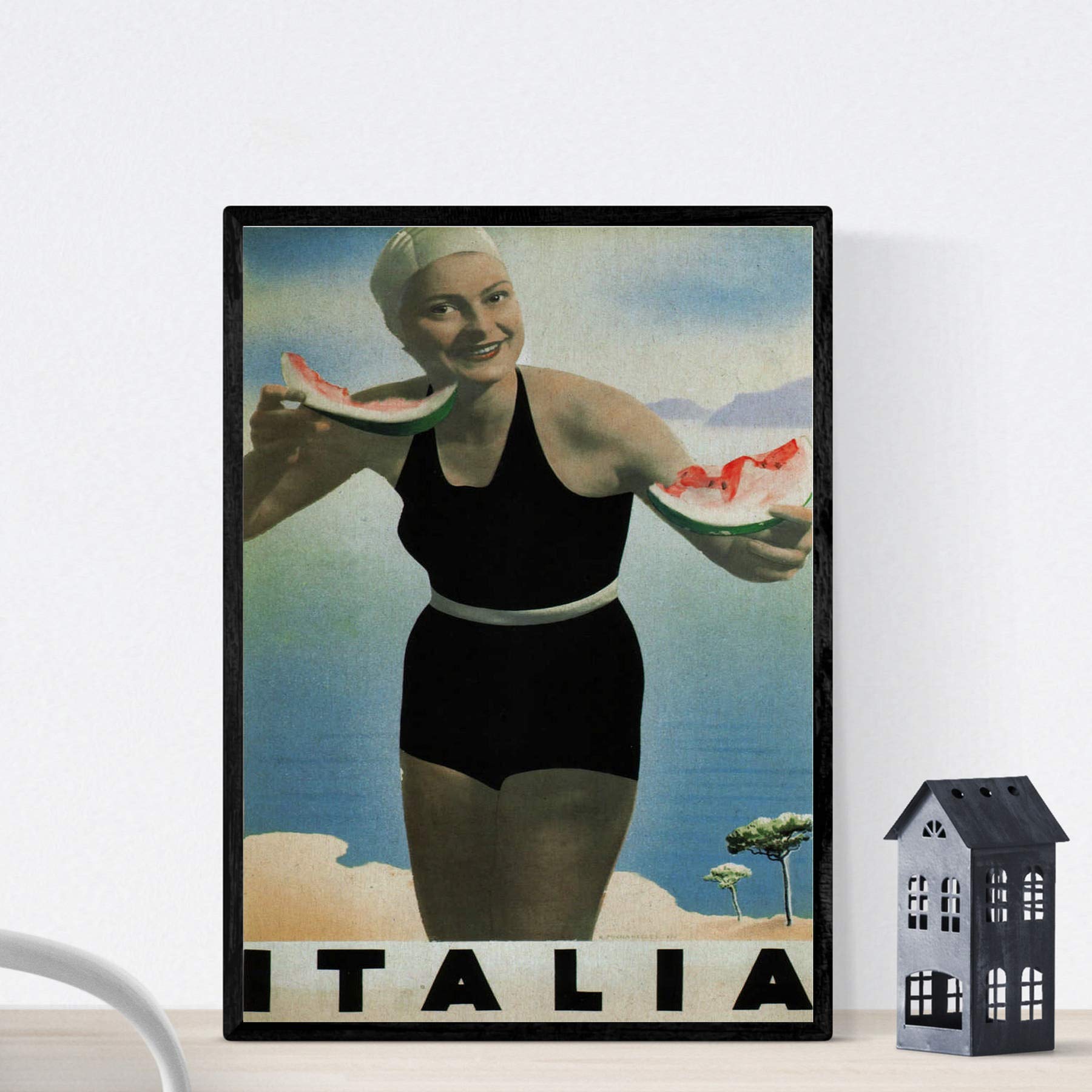 Nacnic Vintage Poster Vintage poster of France and Italy. Meet Italy. A3 size