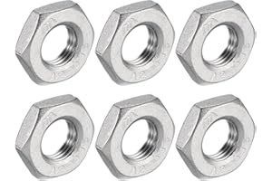 uxcell 6Pcs Cast Pipe Fitting Hex Locknut, 304 Stainless Steel Hex Lock Nut PT 1/8" Female Thread for Plumbing Fixed, Water B