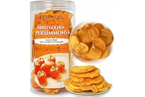 GXXDMZAQ Dried Persimmons - No Sugar Added, Gluten-Free Snack, Resealable 12.35 OZ Bulk Jar - Sun-Ripened Fruit Slices | Dried Fruit Snack Packs | At Home, Work, or On The Go