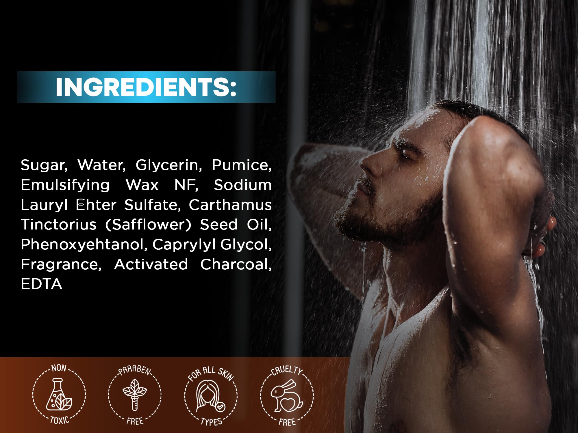 Joli Noir Face Scrub For Men - Fight Acne, Detox & Exfoliate Rough, Dull Skin - Exfoliating Face Polish Sugar Scrub With Activated Charcoal