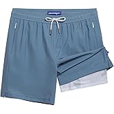 maamgic Mens Swim Trunks with Compression Liner 7" Bathing Suit Quick Dry Swimming Trunks for Men with Zipper Pockets