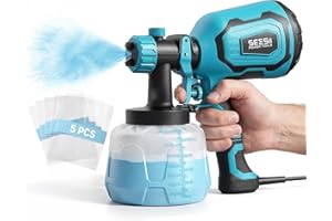 SEESII Paint Sprayer,1400ML HVLP Paint Gun with 4 Nozzles and 3 Patterns, 5 Paint Bags, Easy Clean & Adjustable Flow, Paint S