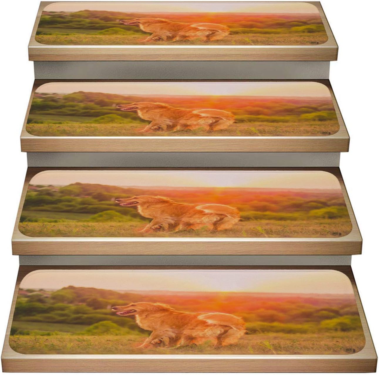 Dog 13Pack NonSlip Stair Skid Mats, Golden Retriever, Soft Stair Mat