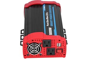 5000W Peak Power Inverter with Pure Sine, Aluminum Material for 12V Automotive, Travel, Vacation