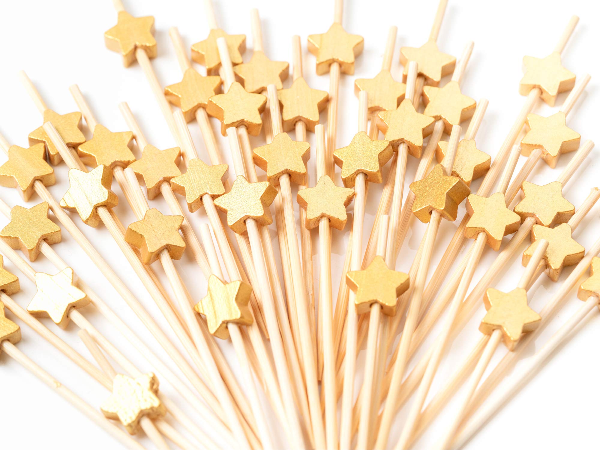 Cocktail Picks 100 Counts Handmade Sticks Wooden Toothpicks Cocktail Sticks Party Supplies - Matt Gold Star
