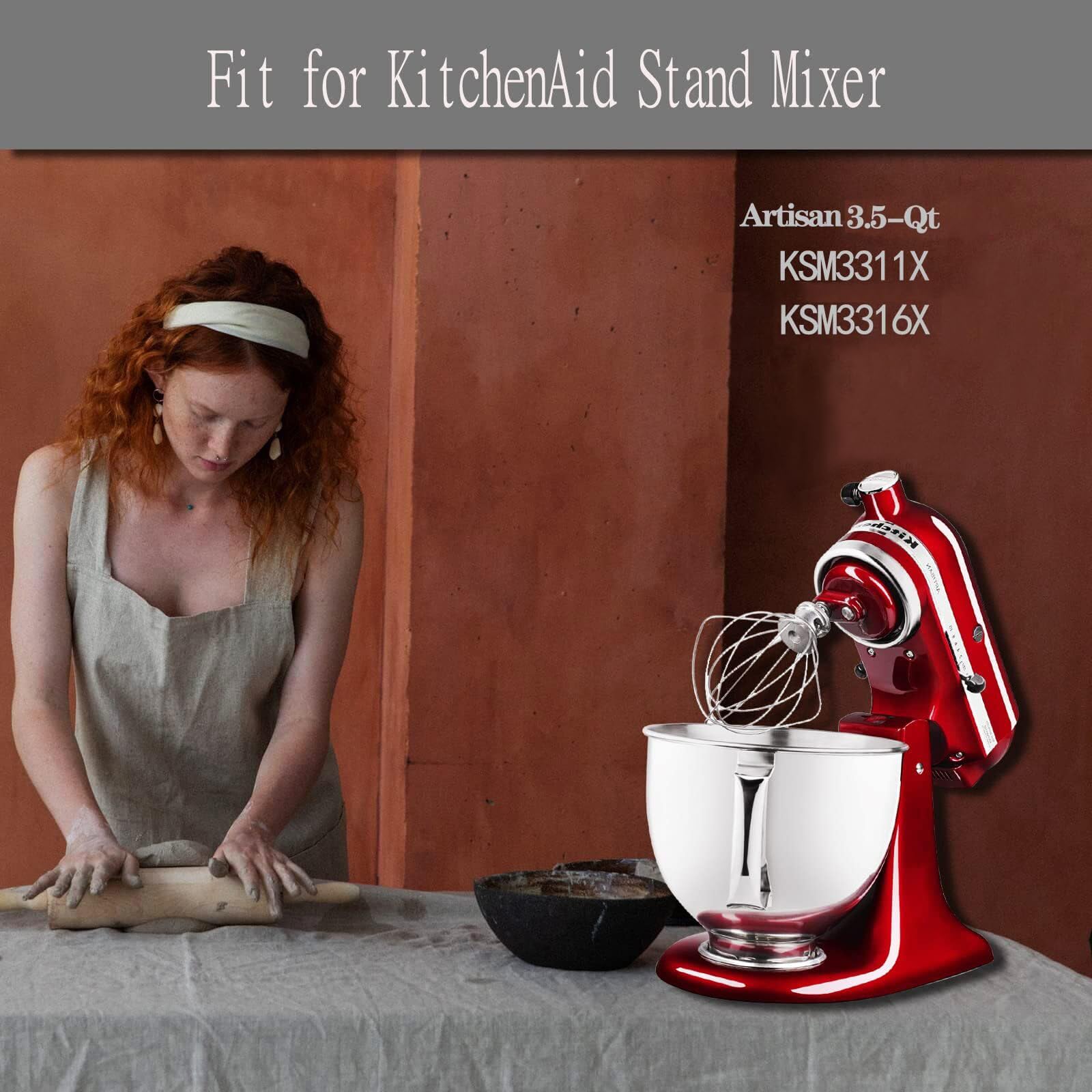 KSM35WW Metallic Wire Whip for Kitchen-Aid Artisan 3.5-Qt Whisk, KSM3311X, KSM3316X Tilt Head Stand Mixers.