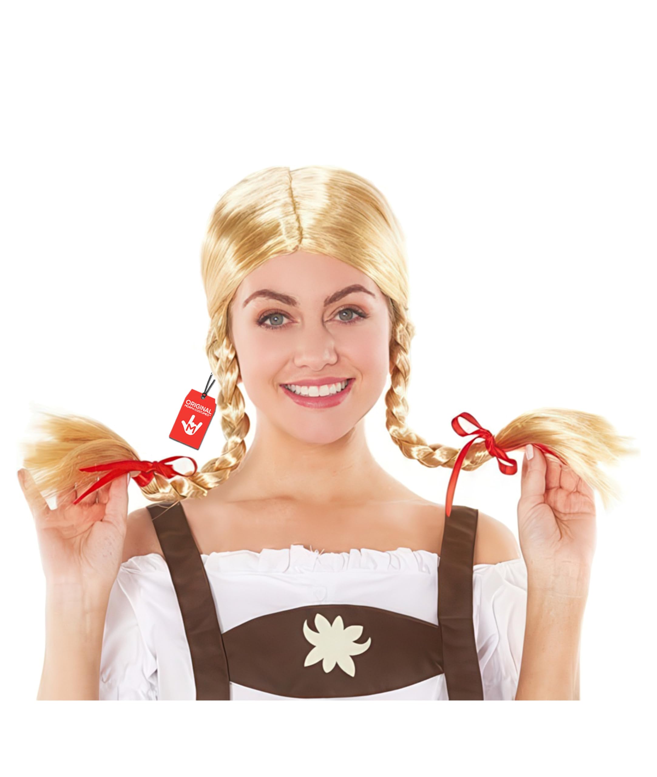 Fun Shack Oktoberfest Wig Women, Bavarian Wig with pigtails, Lederhosen Women Wigs, Bavarian Pigtail Costume One Size