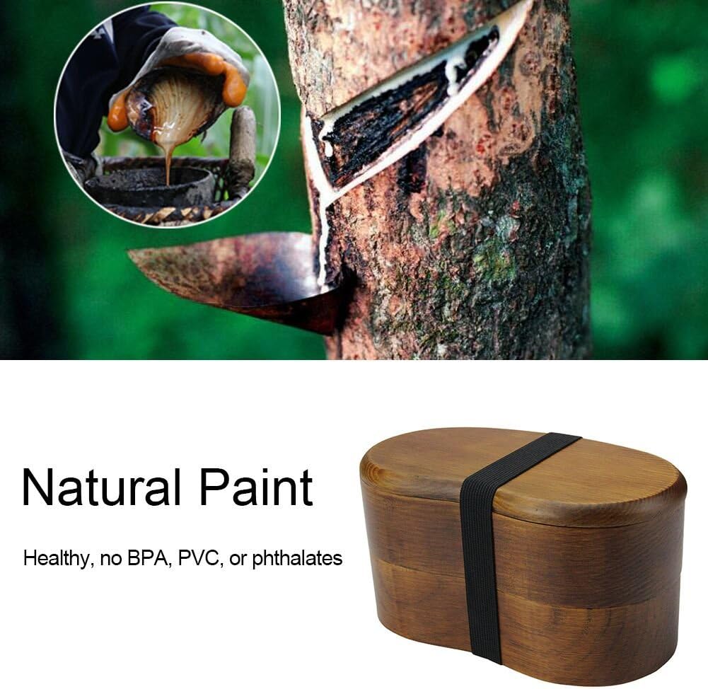 AOOSY Bento Box, Japanese Lunch Containers, 2-tier Wooden Bento Box with Fork Spoon for Office School, Hiking, Camping - Image 4