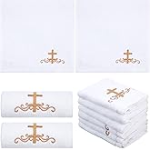 Buryeah 6 Pcs Pastor Towels for Men Women Christmas Pastors Appreciation Gifts Christian Cross Woman of God Church Clergy Hand Towels Handkerchiefs for Xmas Holiday Birthday Gifts(White,Cross)