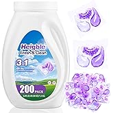 Heigble 200 Count Laundry Detergent Pods Bulk 3 in 1 Laundry Detergent Pacs with Scent Boosters Washing Machine Powerful Decontamination Fragrance Enhancement Fresh Floral Scent