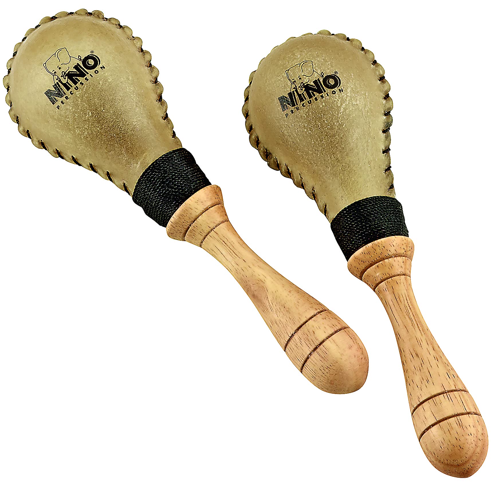 Nino Percussion Rawhide Maracas Rattles - 1 Pair Small Shaker for Children from 3 Years - Musical Instrument - Wood and Leather, Natural (NINO10)