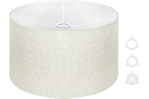 OTTOSEA Large Drum Lamp Shades 16" Top X 16" Bottom X 10" High, Seaside village Medium Lampshades Beige Lampshades Natural Linen Hand Crafted, Easy Assembly Required，Lnclude E26-E14-11mm Adapter Ring