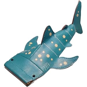 Borenrota Cute shark-shaped glasses case birthday gift bluish white