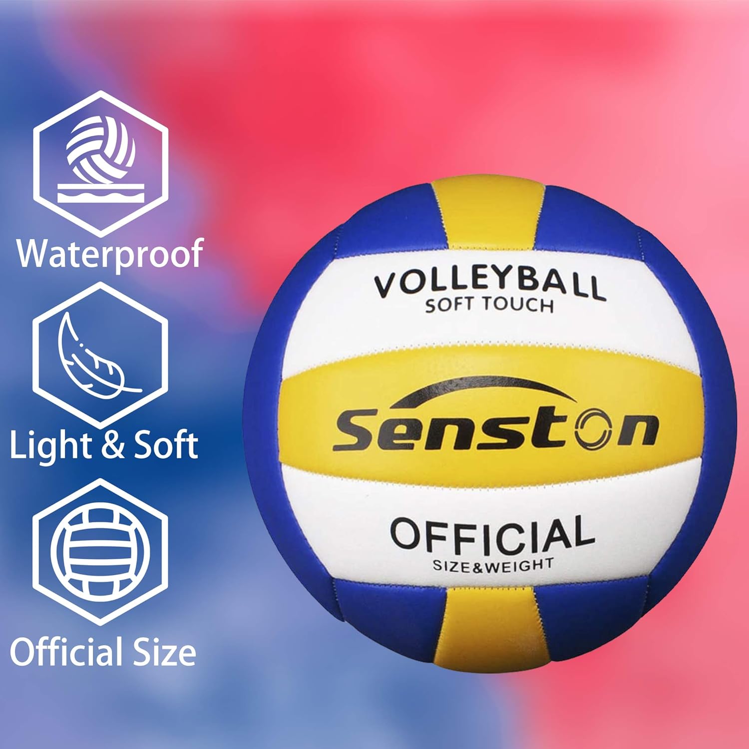 Senston Soft Volleyball - Indoor/Outdoor Volleyball Ball for Beach Play, Game, Gym, Training Official Size 5 : Sports & Outdoors