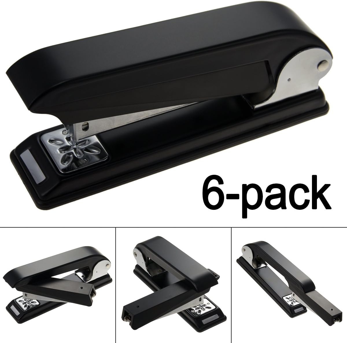 6 Swing Arm Swivel Staplers 100 Staple Strip Capacity Desk Paper Office Supplies